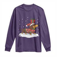 Christmas Dachshund Long Sleeve Shirt Funny Weiner Santa Hat Xmas Dog Puppy Lover - Wonder Print Shop