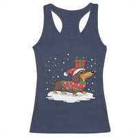 Christmas Dachshund Racerback Tank Top Funny Weiner Santa Hat Xmas Dog Puppy Lover - Wonder Print Shop