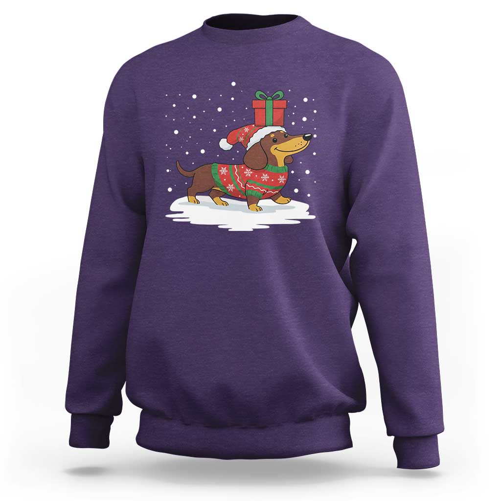 Christmas Dachshund Sweatshirt Funny Weiner Santa Hat Xmas Dog Puppy Lover - Wonder Print Shop