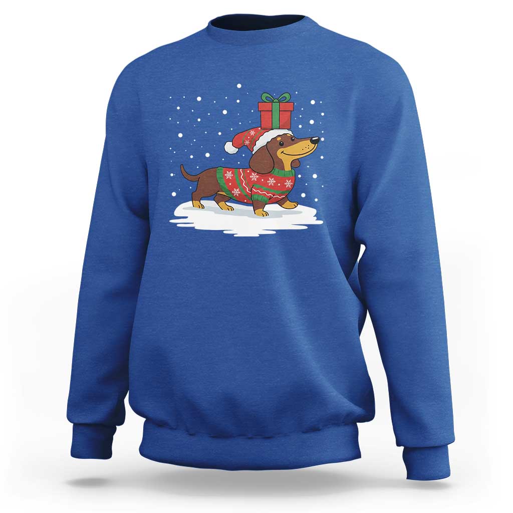 Christmas Dachshund Sweatshirt Funny Weiner Santa Hat Xmas Dog Puppy Lover - Wonder Print Shop