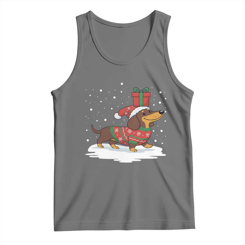 Christmas Dachshund Tank Top Funny Weiner Santa Hat Xmas Dog Puppy Lover - Wonder Print Shop