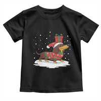 Christmas Dachshund Toddler T Shirt Funny Weiner Santa Hat Xmas Dog Puppy Lover - Wonder Print Shop