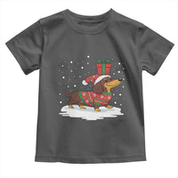Christmas Dachshund Toddler T Shirt Funny Weiner Santa Hat Xmas Dog Puppy Lover - Wonder Print Shop