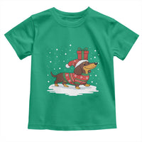 Christmas Dachshund Toddler T Shirt Funny Weiner Santa Hat Xmas Dog Puppy Lover - Wonder Print Shop