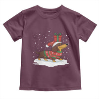 Christmas Dachshund Toddler T Shirt Funny Weiner Santa Hat Xmas Dog Puppy Lover - Wonder Print Shop