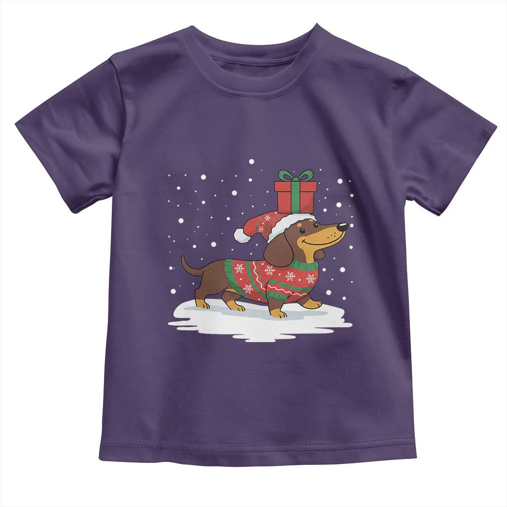 Christmas Dachshund Toddler T Shirt Funny Weiner Santa Hat Xmas Dog Puppy Lover - Wonder Print Shop