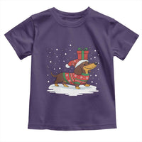 Christmas Dachshund Toddler T Shirt Funny Weiner Santa Hat Xmas Dog Puppy Lover - Wonder Print Shop