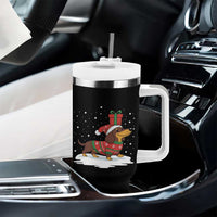 Christmas Dachshund Tumbler With Handle Funny Weiner Santa Hat Xmas Dog Puppy Lover - Wonder Print Shop