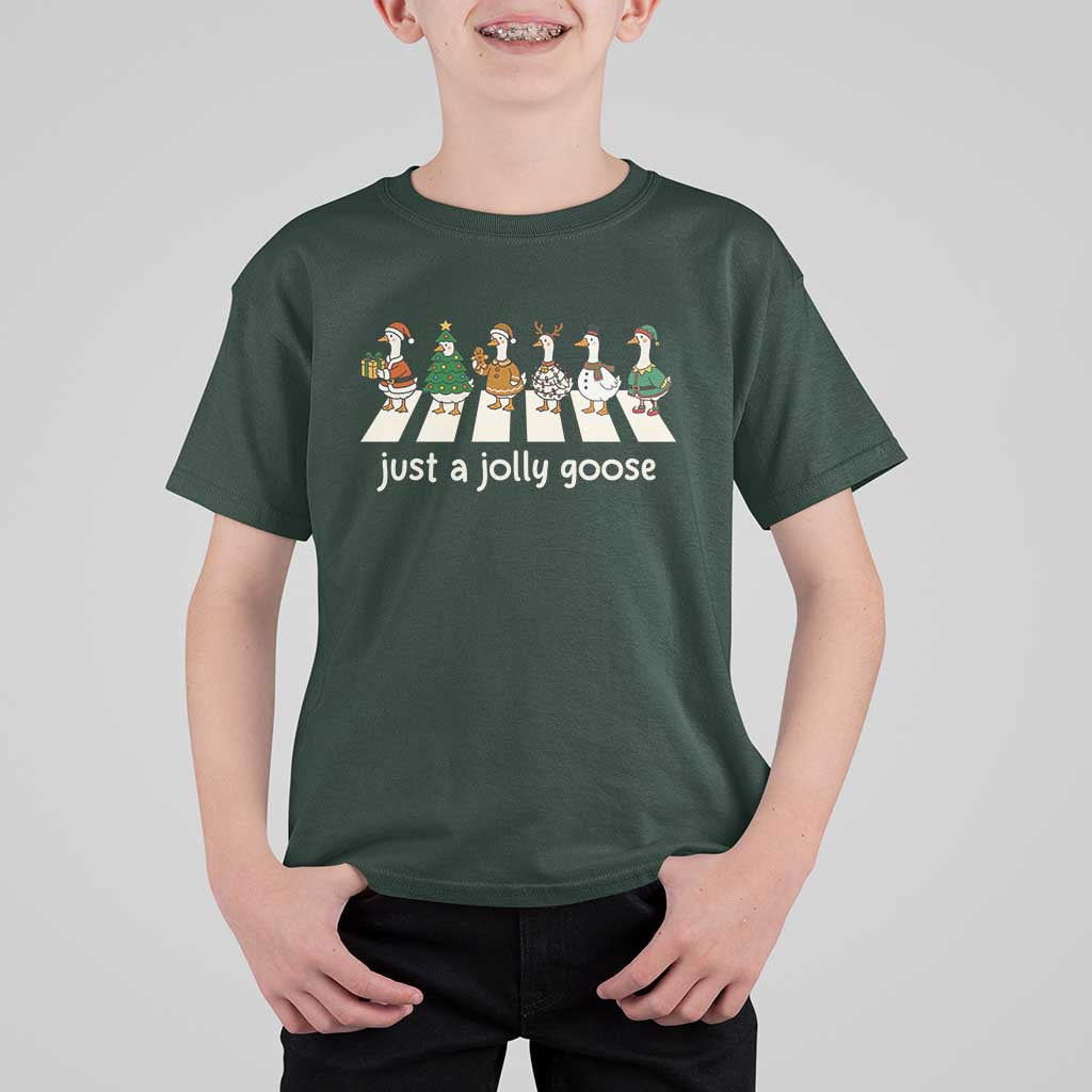 Just A Jolly Goose T Shirt For Kid Funny Christmas Duck Meme - Wonder Print Shop