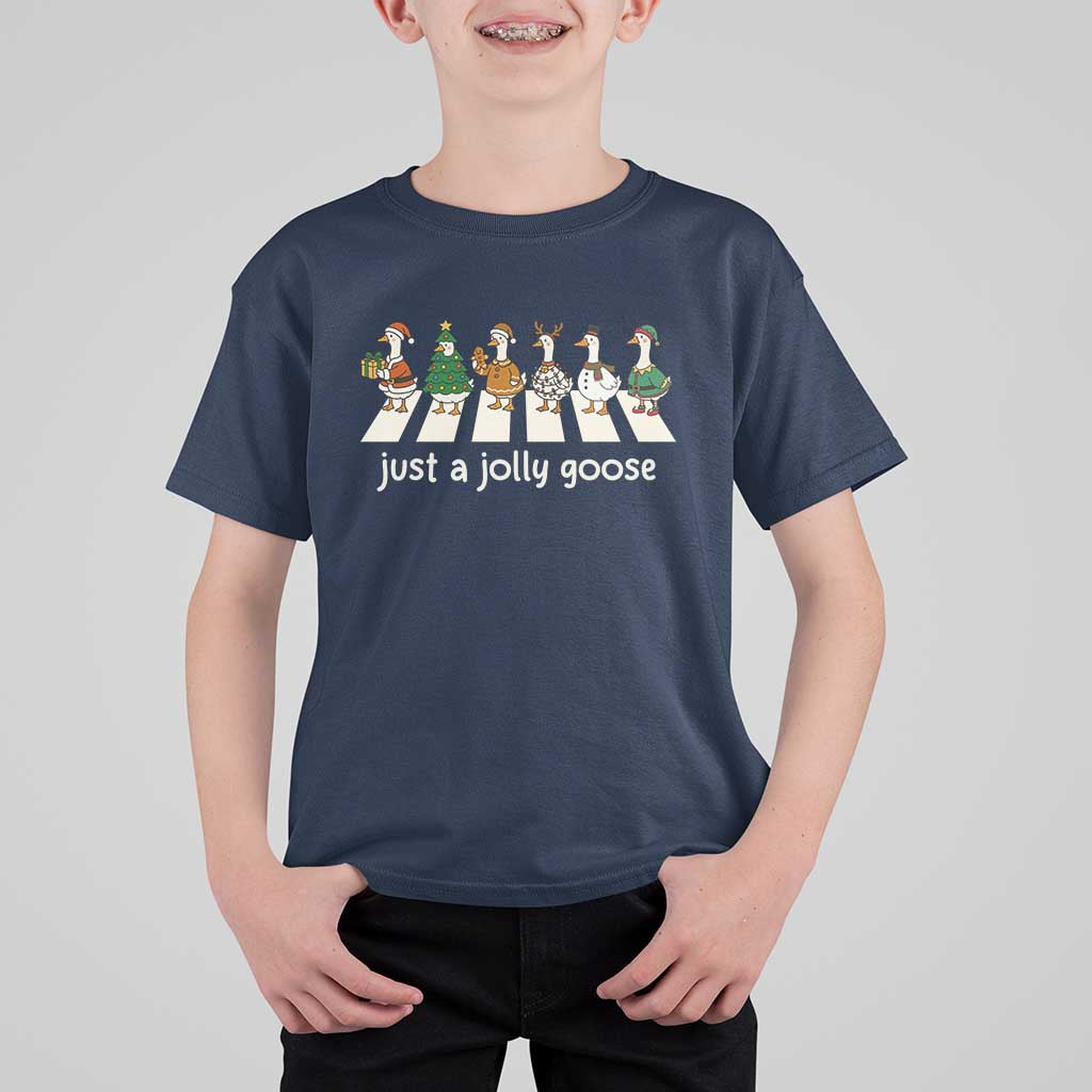 Just A Jolly Goose T Shirt For Kid Funny Christmas Duck Meme - Wonder Print Shop