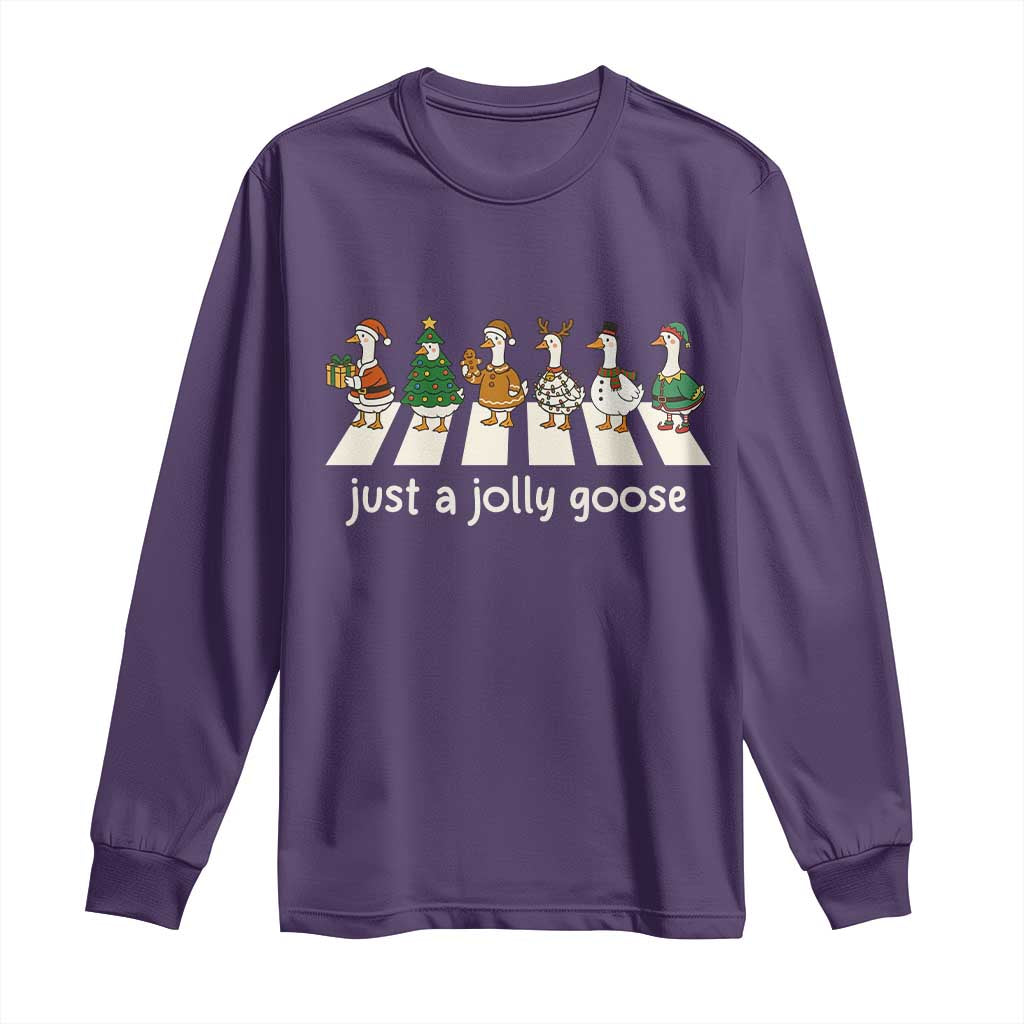 Just A Jolly Goose Long Sleeve Shirt Funny Christmas Duck Meme - Wonder Print Shop