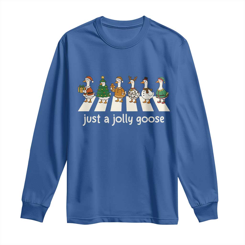 Just A Jolly Goose Long Sleeve Shirt Funny Christmas Duck Meme - Wonder Print Shop