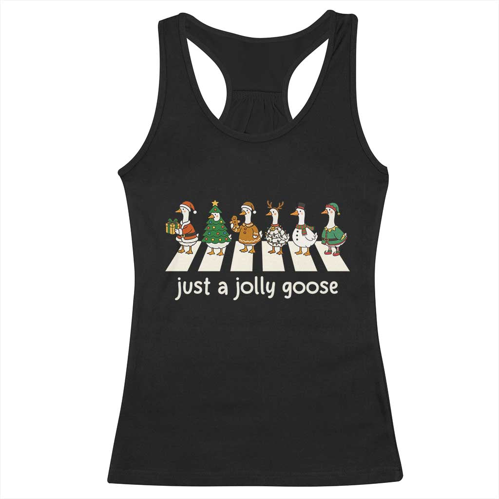 Just A Jolly Goose Racerback Tank Top Funny Christmas Duck Meme - Wonder Print Shop