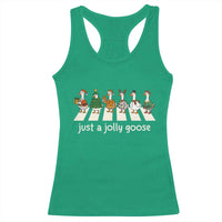 Just A Jolly Goose Racerback Tank Top Funny Christmas Duck Meme - Wonder Print Shop