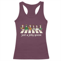 Just A Jolly Goose Racerback Tank Top Funny Christmas Duck Meme - Wonder Print Shop