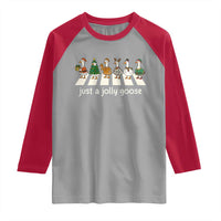 Just A Jolly Goose Raglan Shirt Funny Christmas Duck Meme - Wonder Print Shop