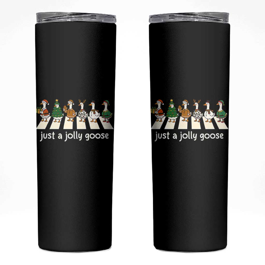 Just A Jolly Goose Skinny Tumbler Funny Christmas Duck Meme - Wonder Print Shop