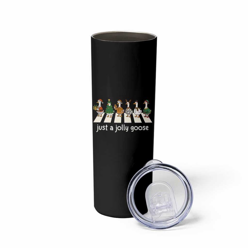 Just A Jolly Goose Skinny Tumbler Funny Christmas Duck Meme - Wonder Print Shop