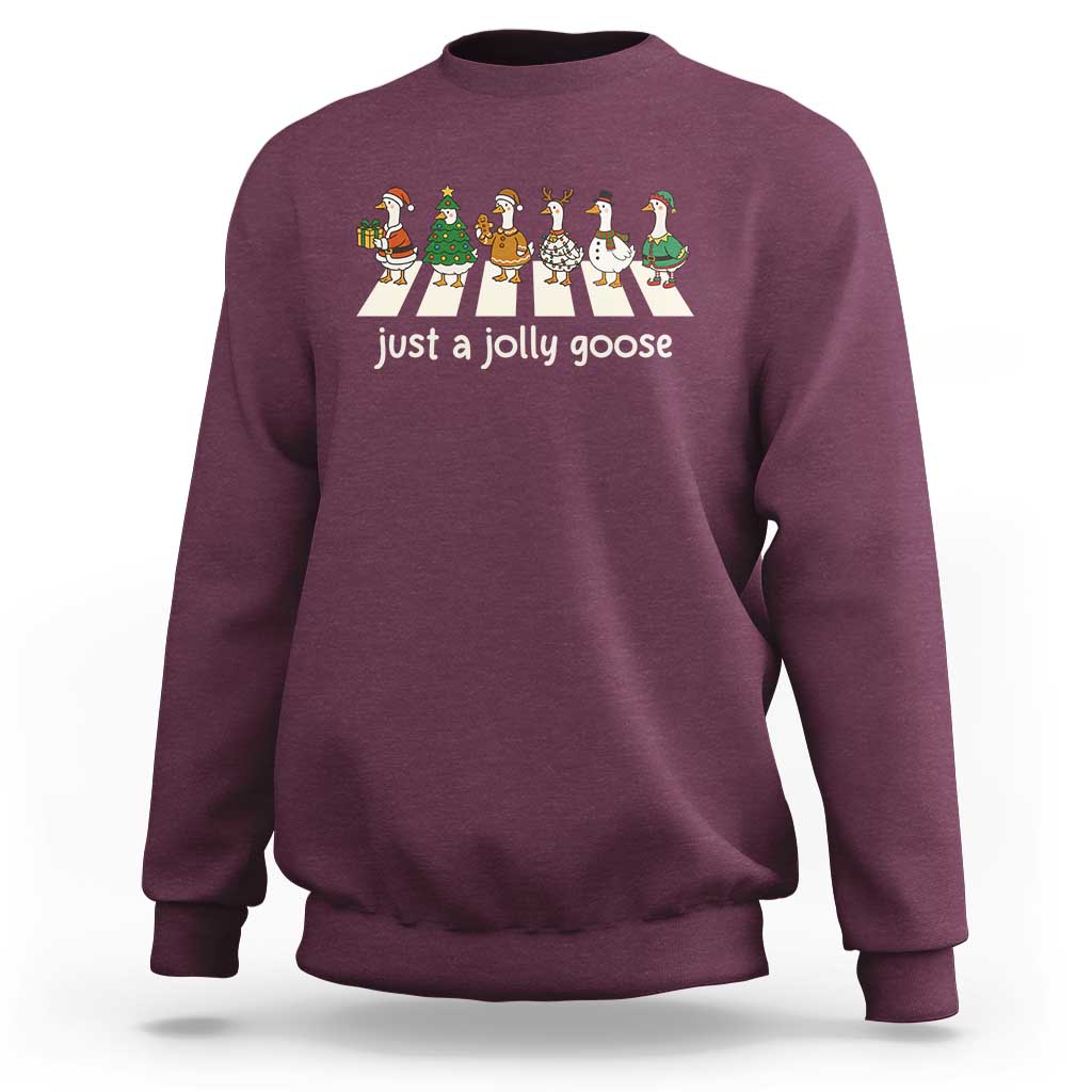 Just A Jolly Goose Sweatshirt Funny Christmas Duck Meme - Wonder Print Shop