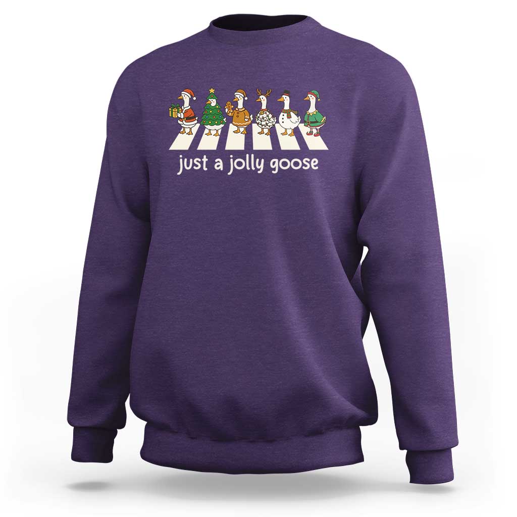Just A Jolly Goose Sweatshirt Funny Christmas Duck Meme - Wonder Print Shop