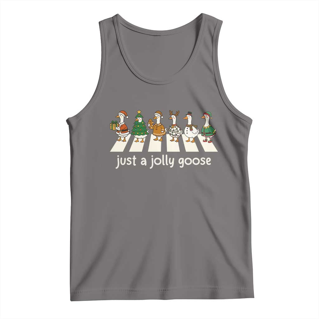 Just A Jolly Goose Tank Top Funny Christmas Duck Meme - Wonder Print Shop
