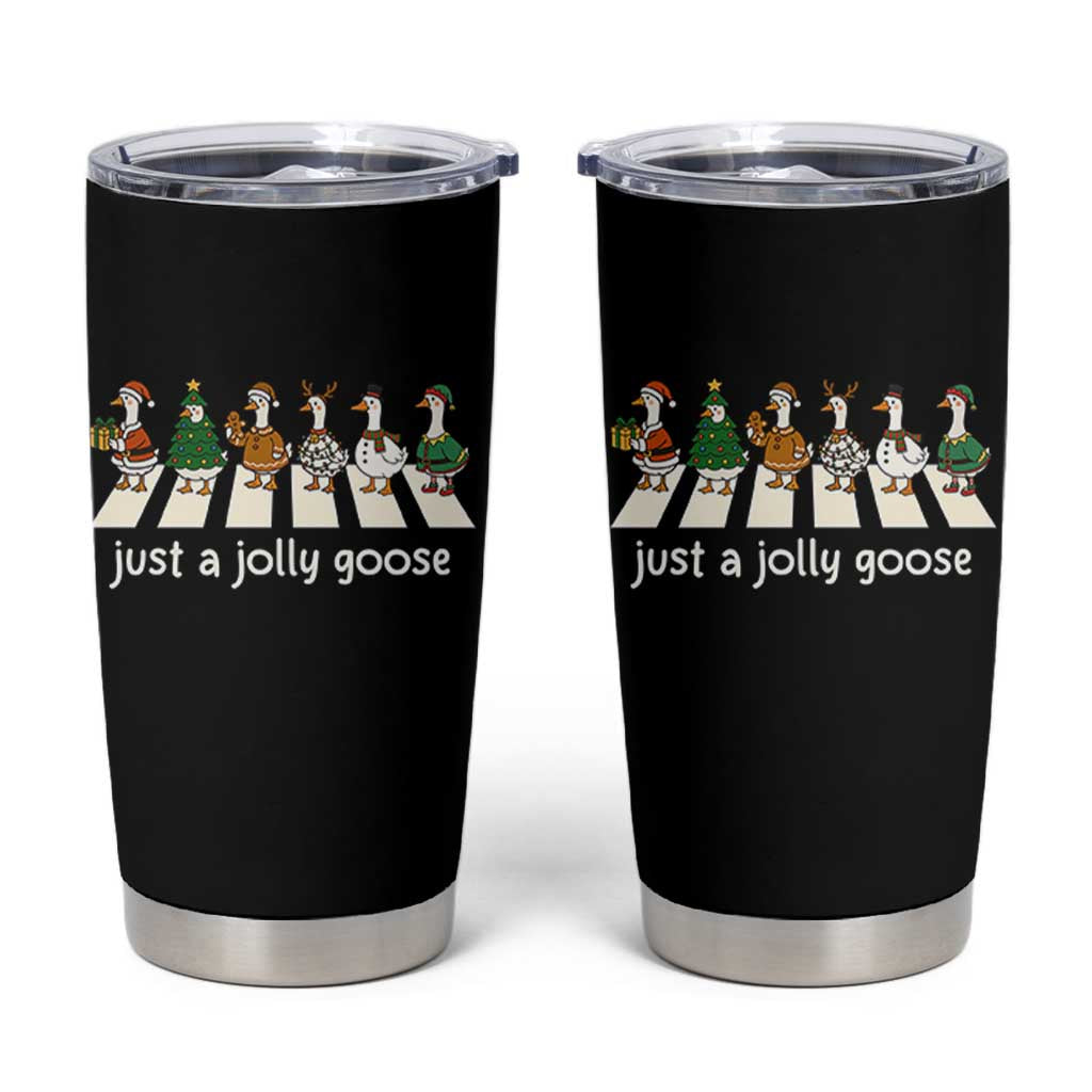 Just A Jolly Goose Tumbler Cup Funny Christmas Duck Meme - Wonder Print Shop