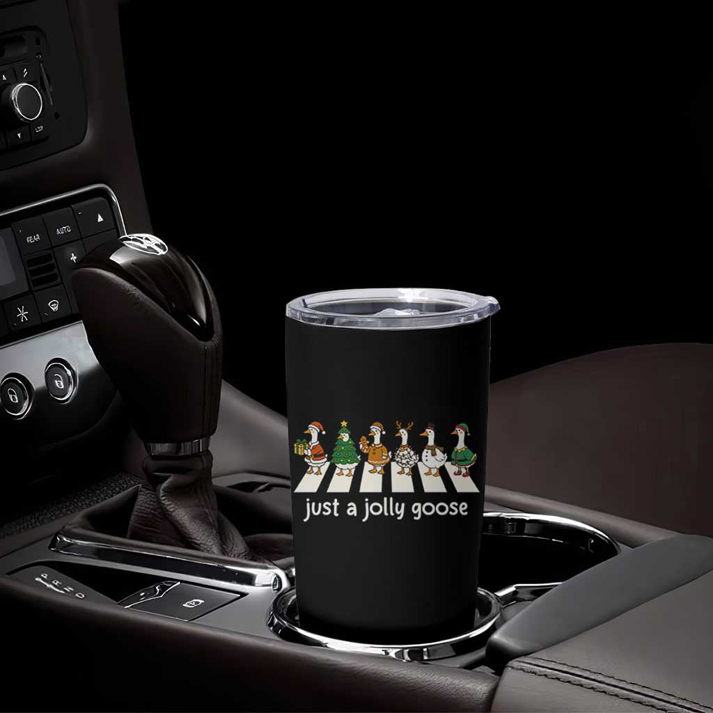 Just A Jolly Goose Tumbler Cup Funny Christmas Duck Meme - Wonder Print Shop