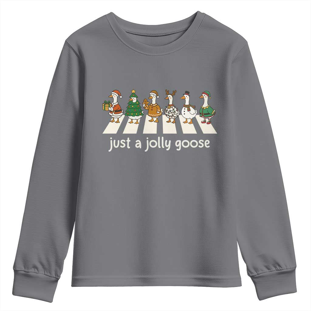 Just A Jolly Goose Youth Sweatshirt Funny Christmas Duck Meme - Wonder Print Shop