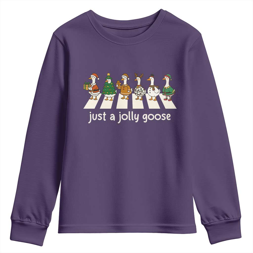 Just A Jolly Goose Youth Sweatshirt Funny Christmas Duck Meme - Wonder Print Shop