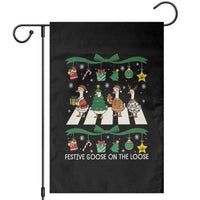 Festive Goose On The Loose Christmas Garden Flag Cute Xmas Duck Silly Gooses Coquette Bow - Wonder Print Shop