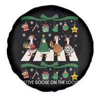 Festive Goose On The Loose Christmas Spare Tire Cover Cute Xmas Duck Silly Gooses Coquette Bow - Wonder Print Shop