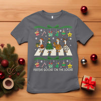 Festive Goose On The Loose Christmas T Shirt Cute Xmas Duck Silly Gooses Coquette Bow - Wonder Print Shop
