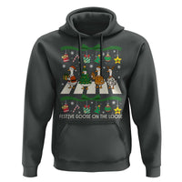 Festive Goose On The Loose Christmas Hoodie Cute Xmas Duck Silly Gooses Coquette Bow - Wonder Print Shop
