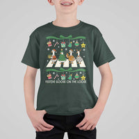 Festive Goose On The Loose Christmas T Shirt For Kid Cute Xmas Duck Silly Gooses Coquette Bow - Wonder Print Shop