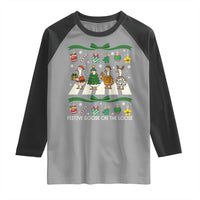 Festive Goose On The Loose Christmas Raglan Shirt Cute Xmas Duck Silly Gooses Coquette Bow - Wonder Print Shop
