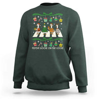 Festive Goose On The Loose Christmas Sweatshirt Cute Xmas Duck Silly Gooses Coquette Bow - Wonder Print Shop