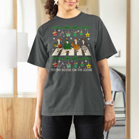 Festive Goose On The Loose Christmas T Shirt For Women Cute Xmas Duck Silly Gooses Coquette Bow - Wonder Print Shop