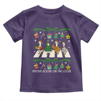 Festive Goose On The Loose Christmas Toddler T Shirt Cute Xmas Duck Silly Gooses Coquette Bow - Wonder Print Shop