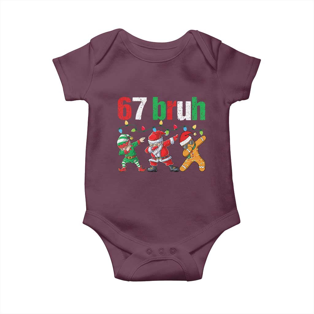 67 Christmas Baby Onesie Funny Six Seven Bruh Dabbing Santa Meme Pajamas - Wonder Print Shop
