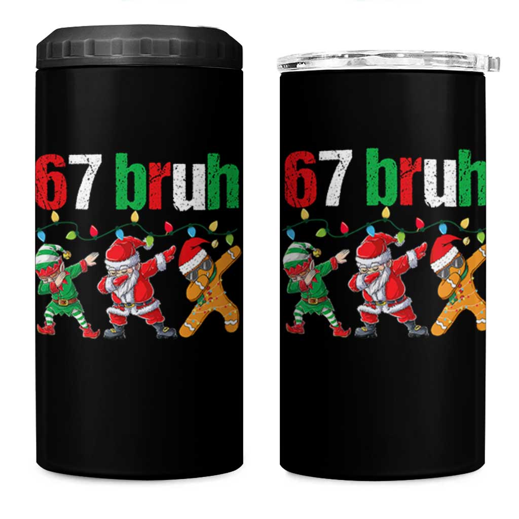 67 Christmas 4 in 1 Can Cooler Tumbler Funny Six Seven Bruh Dabbing Santa Meme Pajamas - Wonder Print Shop