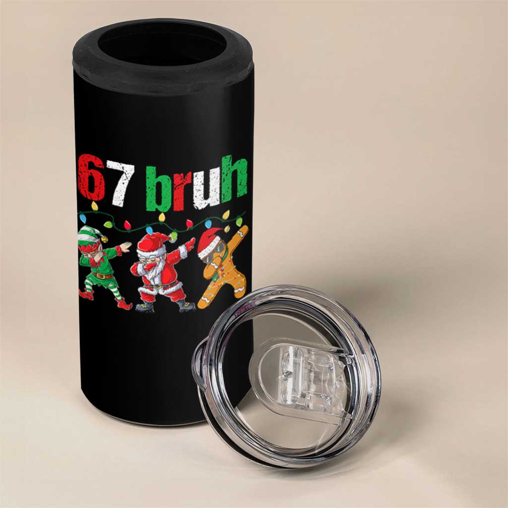 67 Christmas 4 in 1 Can Cooler Tumbler Funny Six Seven Bruh Dabbing Santa Meme Pajamas - Wonder Print Shop