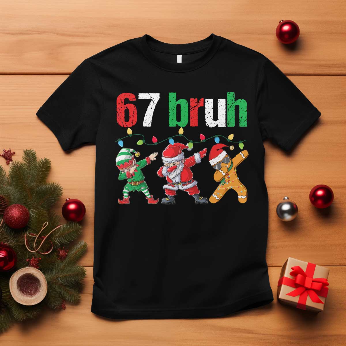 67 Christmas T Shirt Funny Six Seven Bruh Dabbing Santa Meme Pajamas - Wonder Print Shop