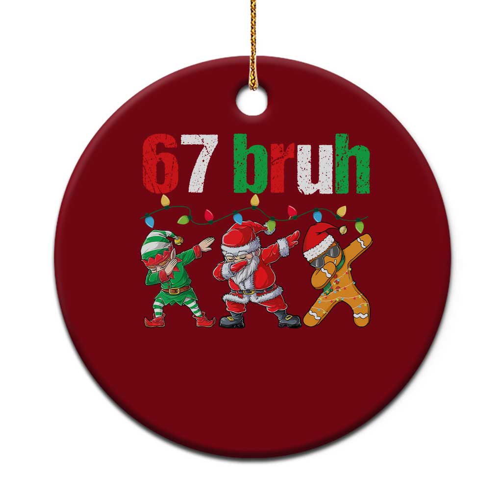 67 Christmas Ceramic Ornament Funny Six Seven Bruh Dabbing Santa Meme Pajamas - Wonder Print Shop