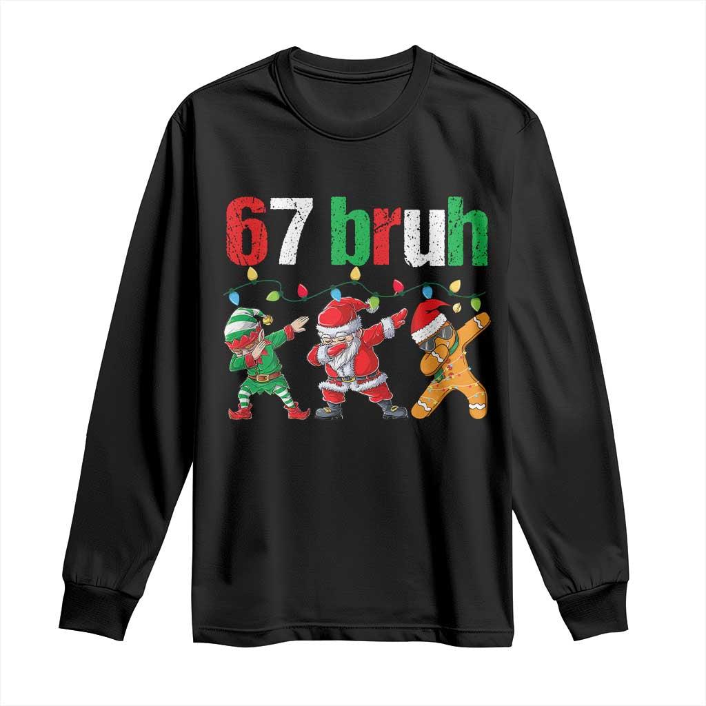 67 Christmas Long Sleeve Shirt Funny Six Seven Bruh Dabbing Santa Meme Pajamas - Wonder Print Shop