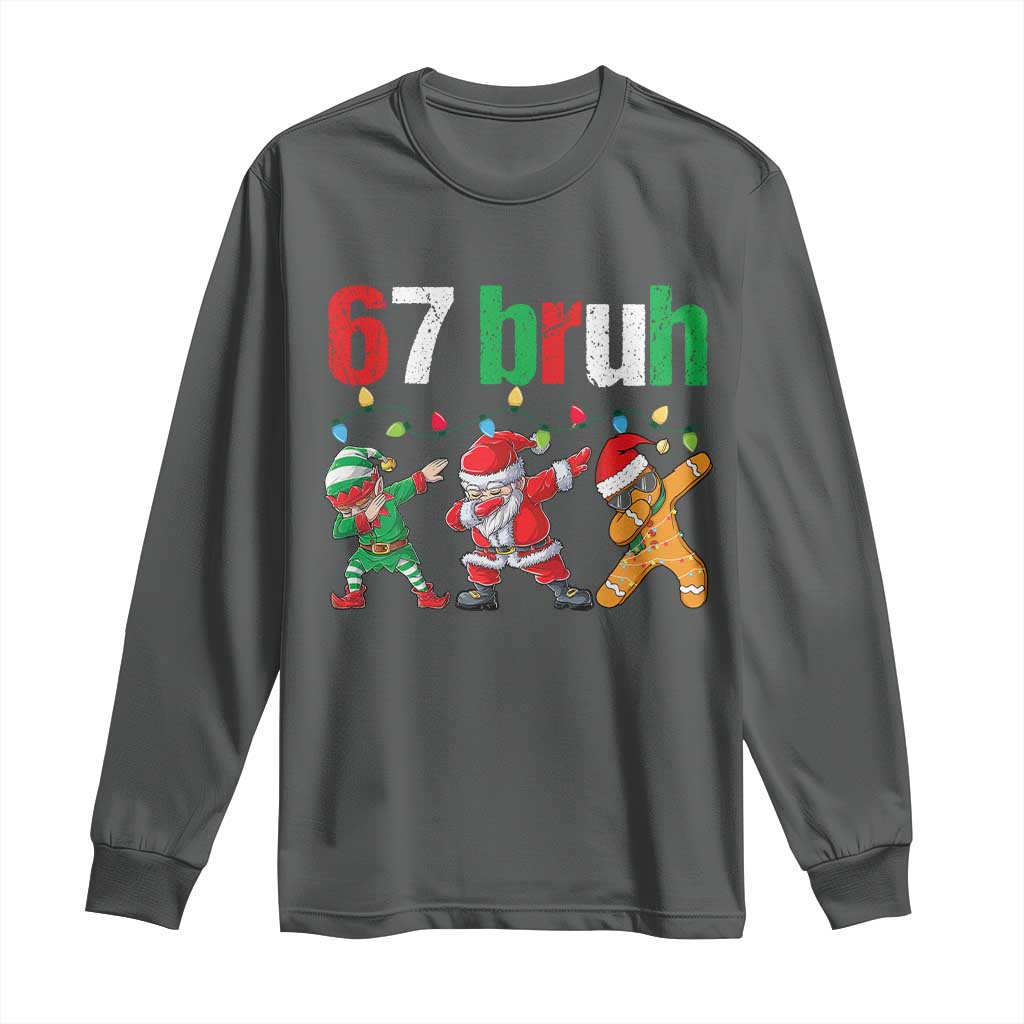67 Christmas Long Sleeve Shirt Funny Six Seven Bruh Dabbing Santa Meme Pajamas - Wonder Print Shop
