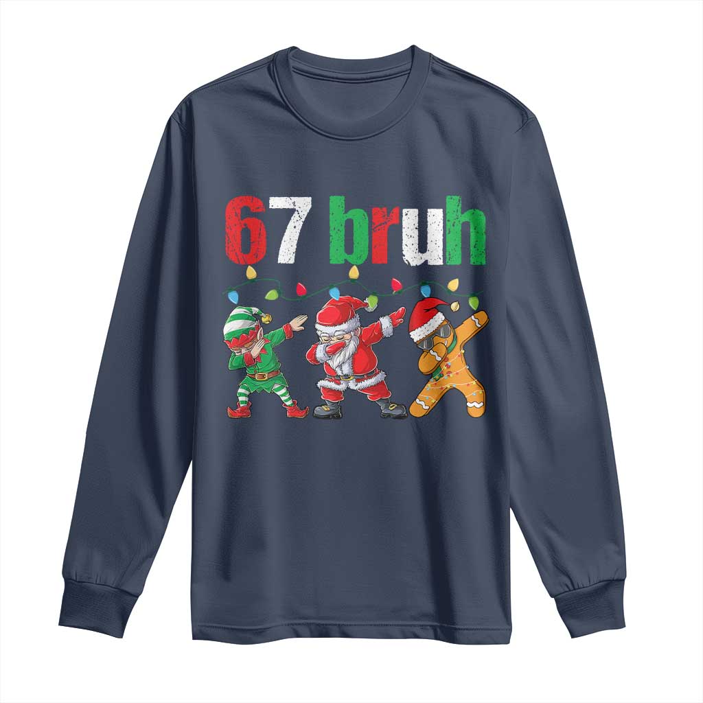 67 Christmas Long Sleeve Shirt Funny Six Seven Bruh Dabbing Santa Meme Pajamas - Wonder Print Shop