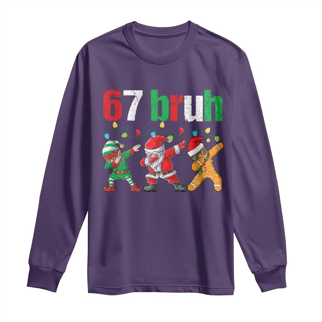 67 Christmas Long Sleeve Shirt Funny Six Seven Bruh Dabbing Santa Meme Pajamas - Wonder Print Shop