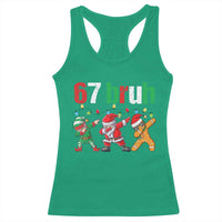 67 Christmas Racerback Tank Top Funny Six Seven Bruh Dabbing Santa Meme Pajamas - Wonder Print Shop