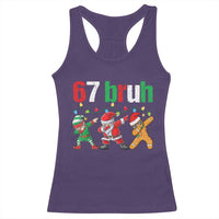 67 Christmas Racerback Tank Top Funny Six Seven Bruh Dabbing Santa Meme Pajamas - Wonder Print Shop