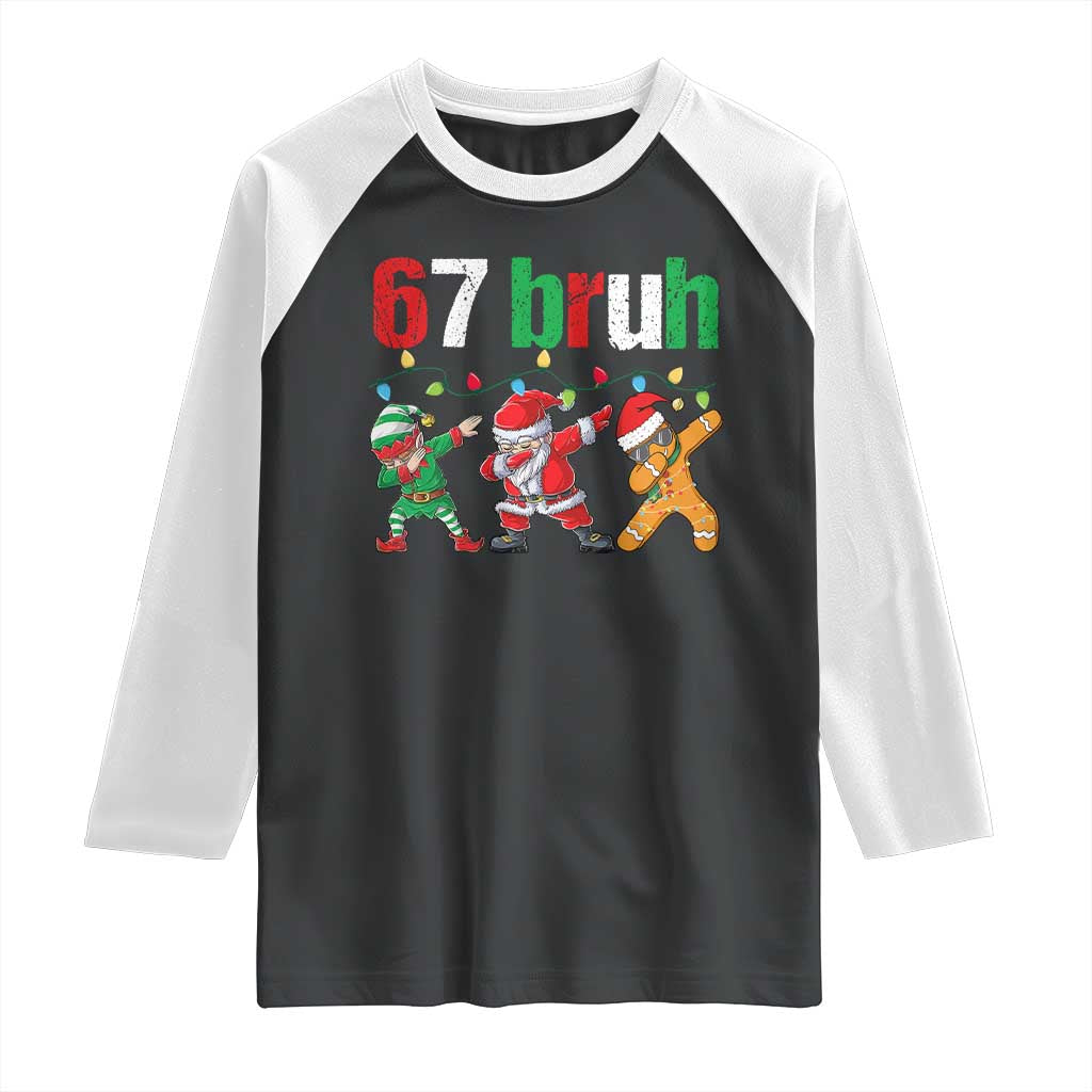 67 Christmas Raglan Shirt Funny Six Seven Bruh Dabbing Santa Meme Pajamas - Wonder Print Shop